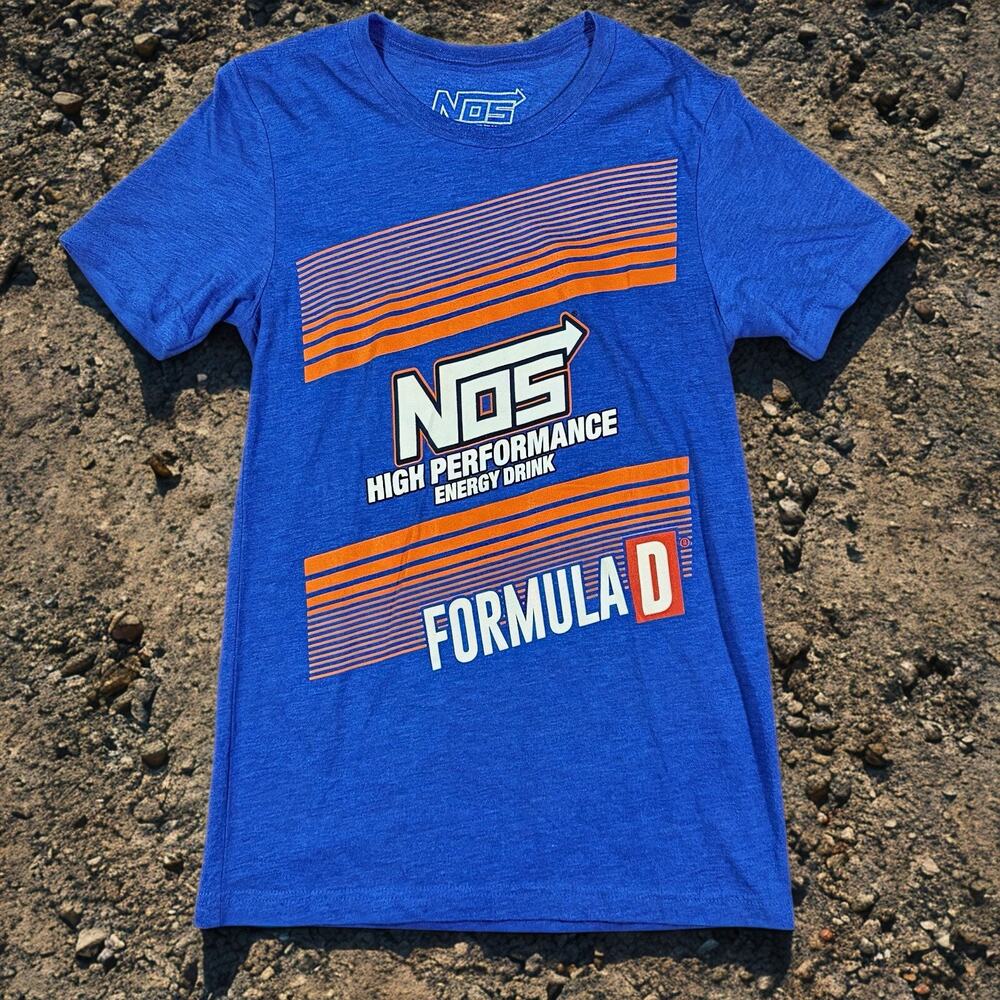NOS Formula D T Shirt Blue Medium Y2K Racing Graphic Tee Energy Drink